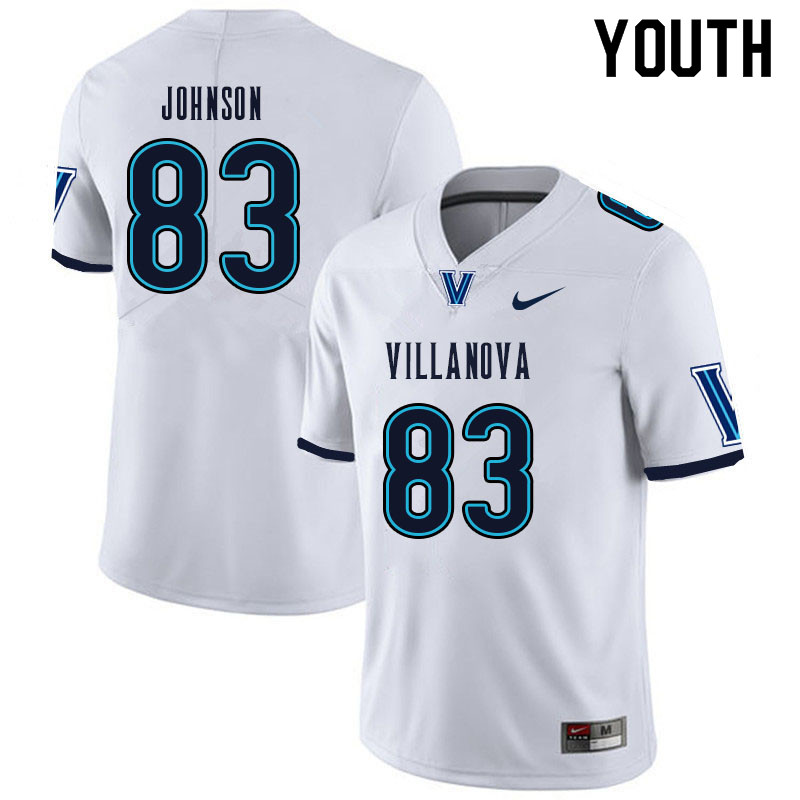 Youth #83 Antonio Johnson Villanova Wildcats College Football Jerseys Sale-White